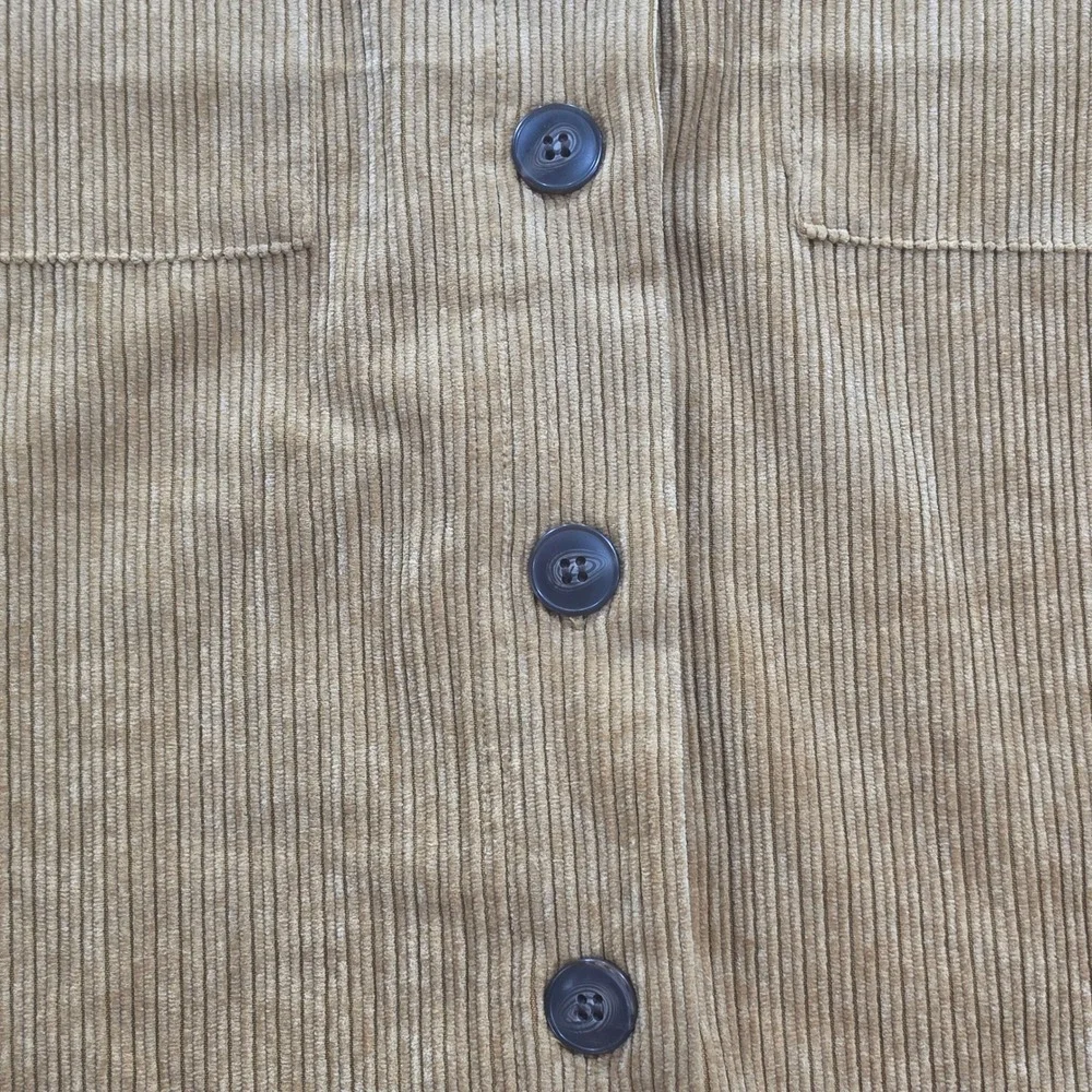 Cisono Corduroy Shirt Jacket Womens Small Cognac Excellent Button Up Shacket